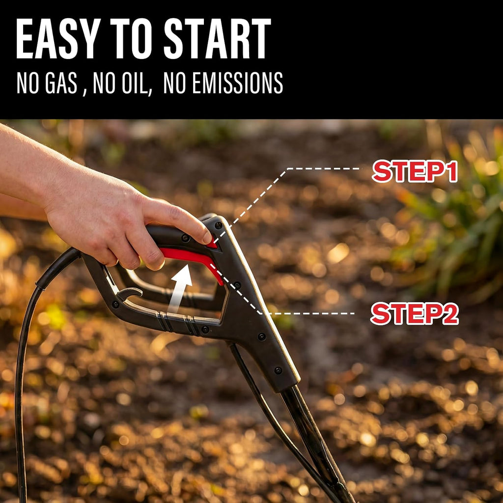 MZK 16-Inch 13.5-Amp Corded Electric Tiller/Cultivator, 8-inch tillling Depth with Adjustable Wheels, Foldable Electric Rototiller for Lawn/Yard/Garden Soil Digging,TC16A08