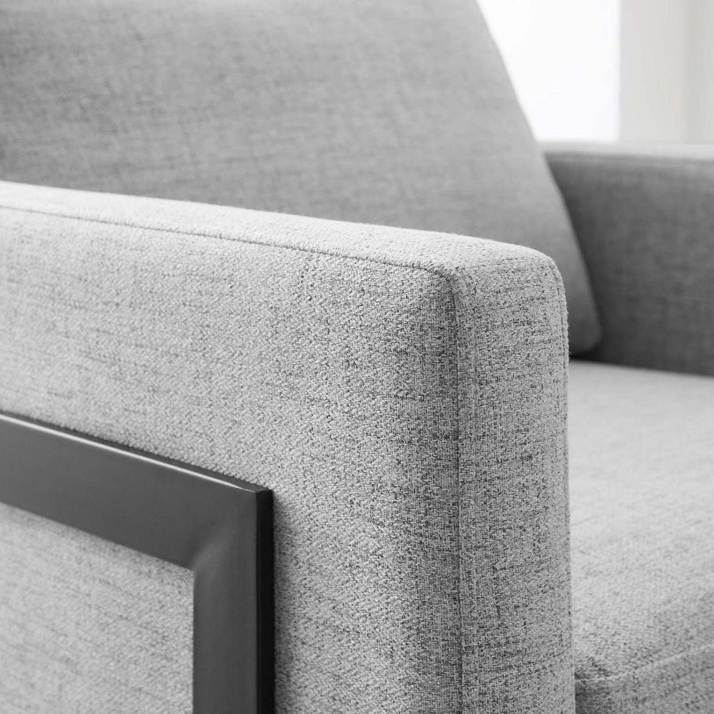 Posse Upholstered Fabric Accent Chair in Black Light Gray
