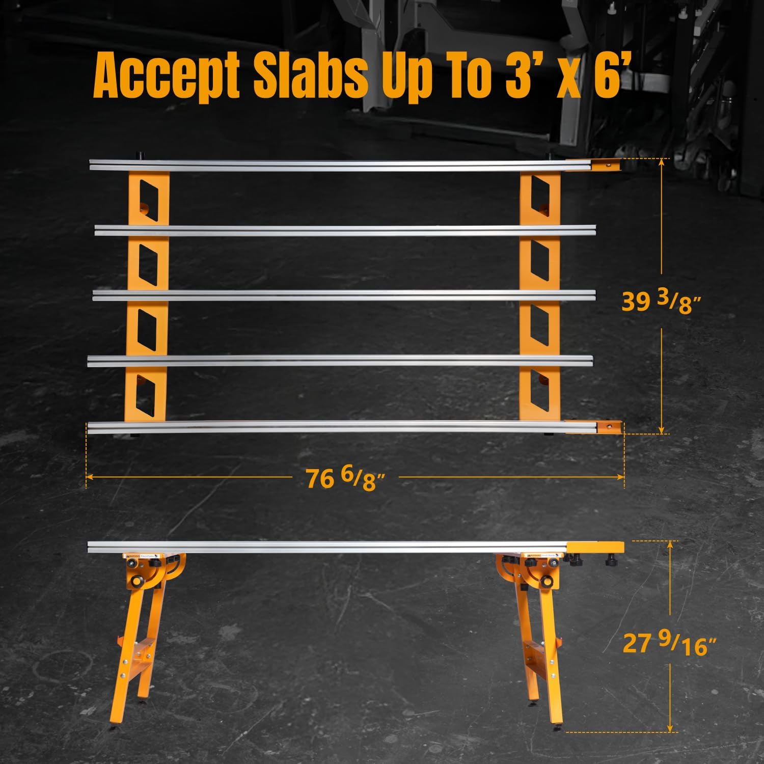 POWERTEC PRO Large Format Tile & Slab Work Table – Heavy Duty, Foldable, 1,100 lbs Capacity, Adjustable Leveling Feet, Steady, Flat Base for Handling and Scoring Large Tile, 71' x 41' (71984)