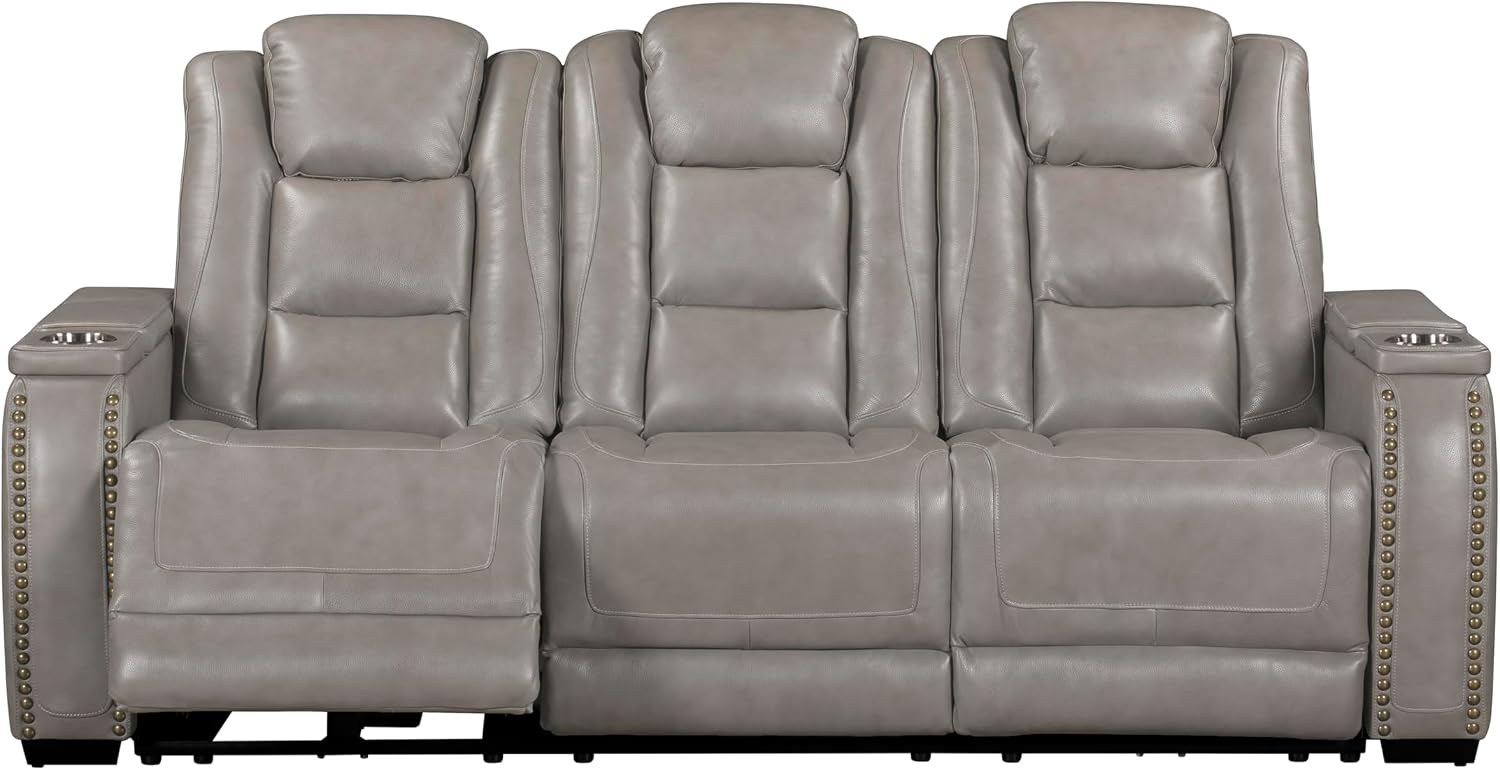 New Classic Furniture Breckenridge 2-Piece Leather Upholstery Manual Reclining Livingroom Set in Gray