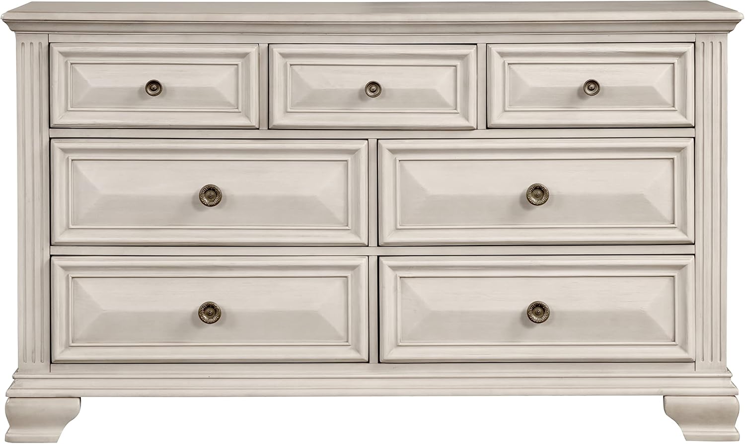 Roundhill Furniture Renova Distressed Parchment 7-Drawer Dresser