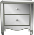 HOMES: Inside + Out Bowne Glam 2-Drawer Wood 28 in. Nightstand, Bedside Table with USB Port for Bedroom, Silver
