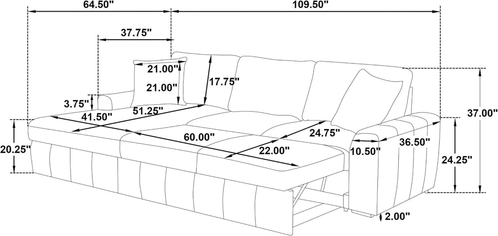 Coaster Home Furnishings - Pastrana - Wood and Fabric - Sleeper Sectional Sofa with Left-arm-Facing Chaise, and Track Arms - Living Room - Camel - 500358