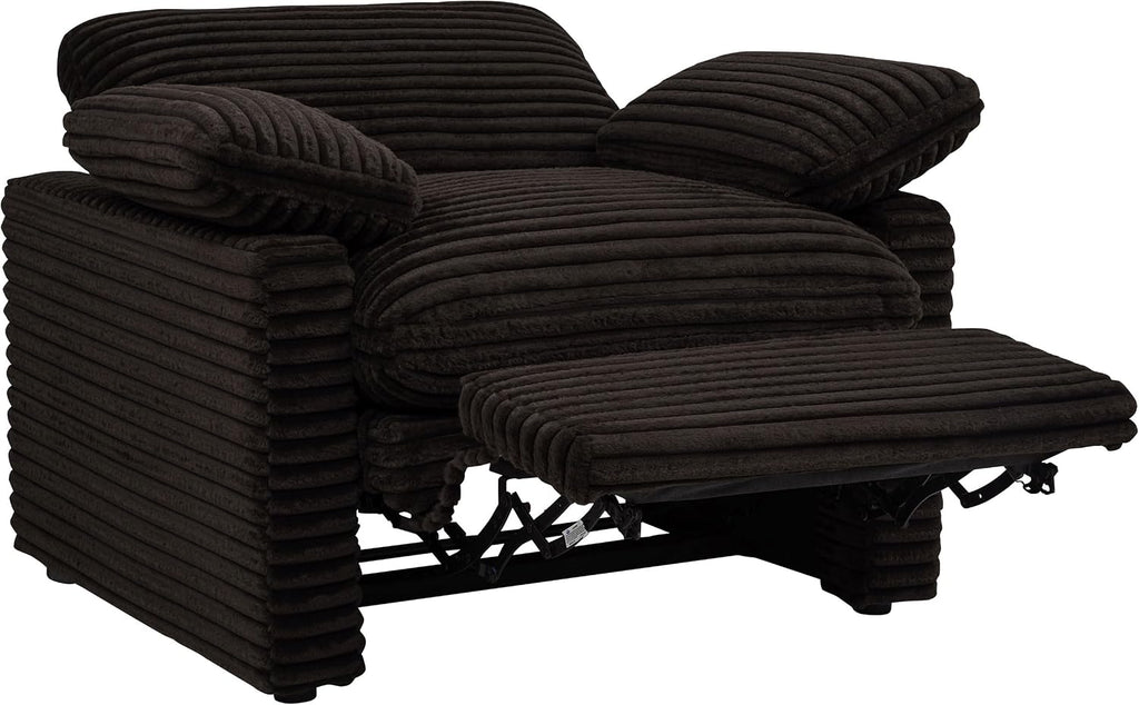 Coaster Home Furnishings - Collins - Wood and Fabric - Power Recliner with Horizontal Tufted Detail, Padded Arms, and Reversible Cushions - Living Room - Chocolate Brown - 610353P