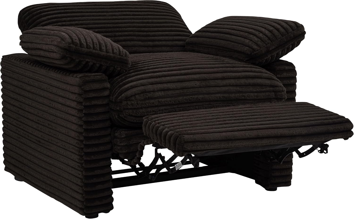 Coaster Home Furnishings - Collins - Wood and Fabric - Power Recliner with Horizontal Tufted Detail, Padded Arms, and Reversible Cushions - Living Room - Chocolate Brown - 610353P