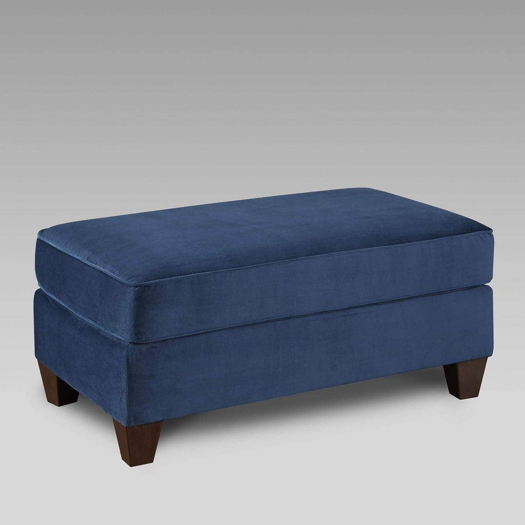 Roundhill Furniture Camero Fabric Pillowback Accent Chair with Ottoman, Navy Blue