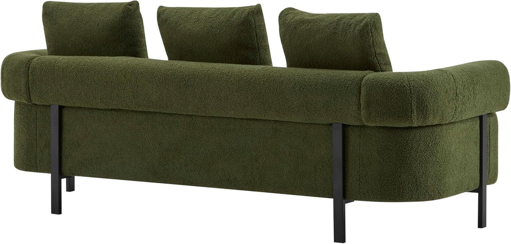 Christopher Knight Home Gilly 78' Modern Boucle Upholstered Sofa with Pillow, Oversized Comfy Cloud Couch with Wooden Frame, 3-Seater Sofa Couch for Living Room, Bedroom, Home Office, Olive Green