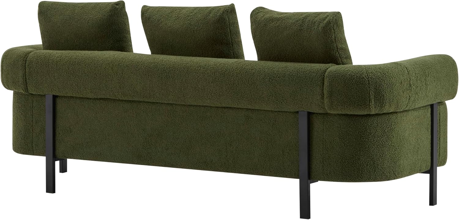 Christopher Knight Home Gilly 78' Modern Boucle Upholstered Sofa with Pillow, Oversized Comfy Cloud Couch with Wooden Frame, 3-Seater Sofa Couch for Living Room, Bedroom, Home Office, Olive Green