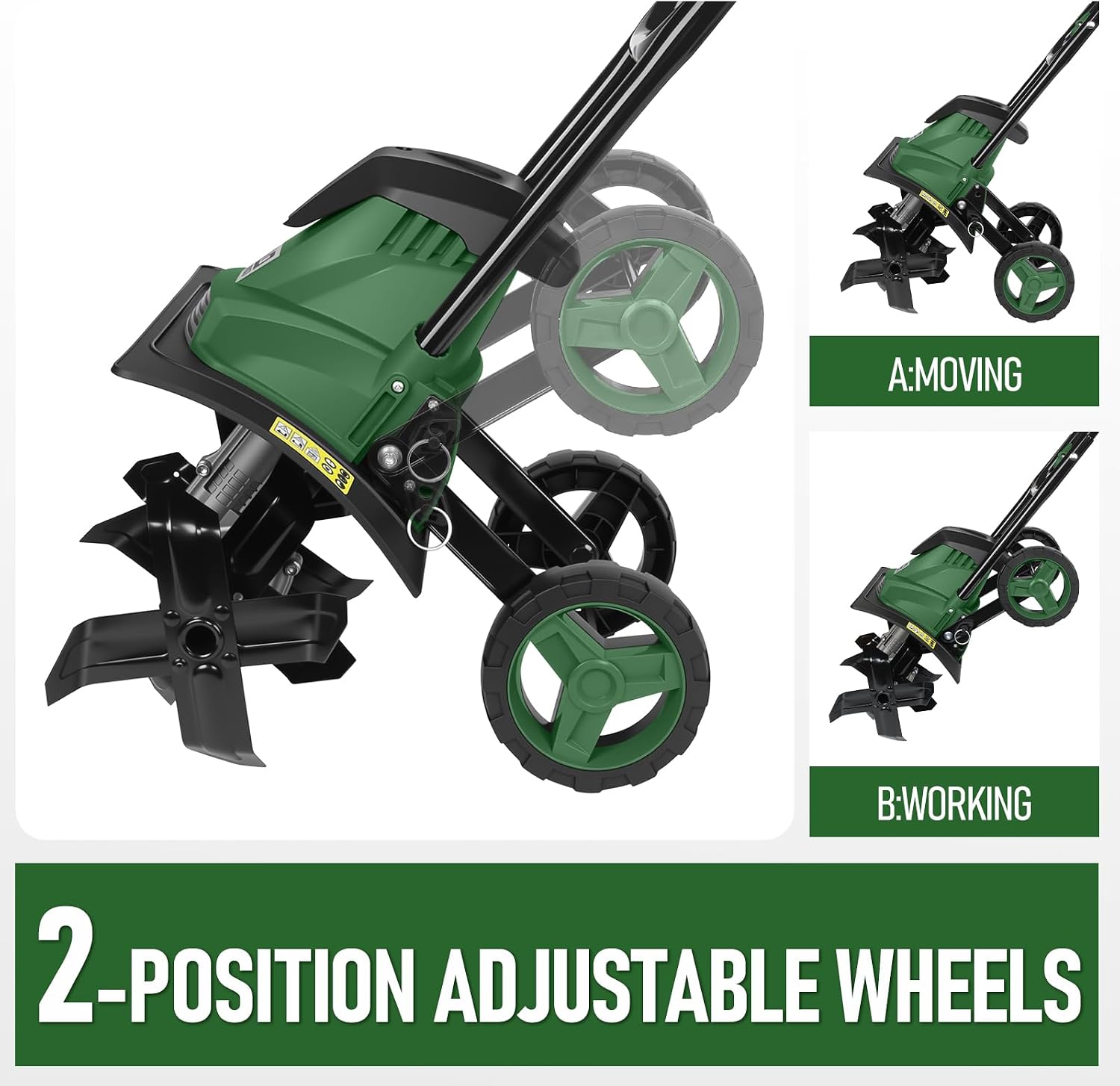 Prostormer 14 Inch Corded Electric Tiller Cultivator, 10Amp Motor with 4 Steel Tines, Corded Garden Tiller for Soil Cultivation, Lawn, and Yard Care