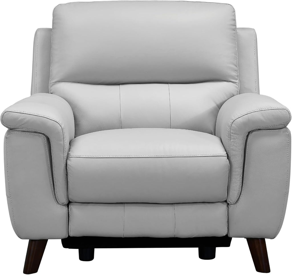 Armen Living Lizette Contemporary Top Grain Leather Power Reclining Living Room Accent Chair, Dove Grey