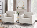 CDCASA Accent Chair, Linen Fabric Oversized Mid Century Modern Chair Set of 2, Comfy Upholstered Armchair Reading Accent Chairs Sofa Chairs for Bedroom Living Room,Beige