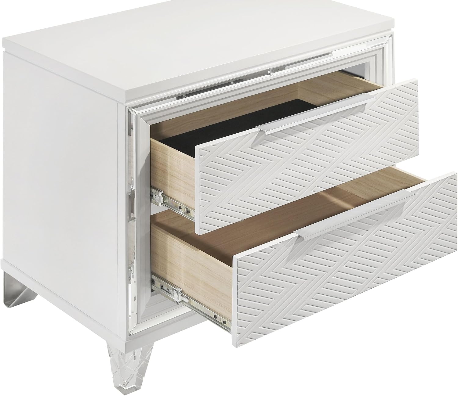Coaster Home Furnishings Marmore Contemporary Wood 2-Drawer Bedroom Nightstand Bedside Table Organizer Unit White 224962