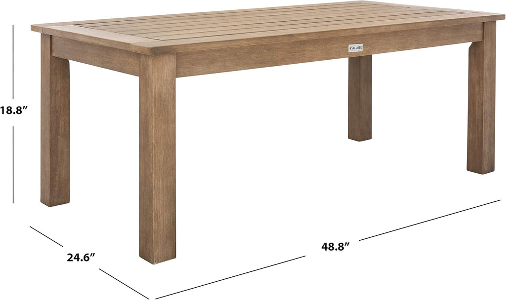 SAFAVIEH Couture Outdoor Patio Furniture Collection – Santa Cruz Coffee Table, Natural Eucalyptus Wood Slatted Top, Modern Outdoor Accent Table (CPT1016A)