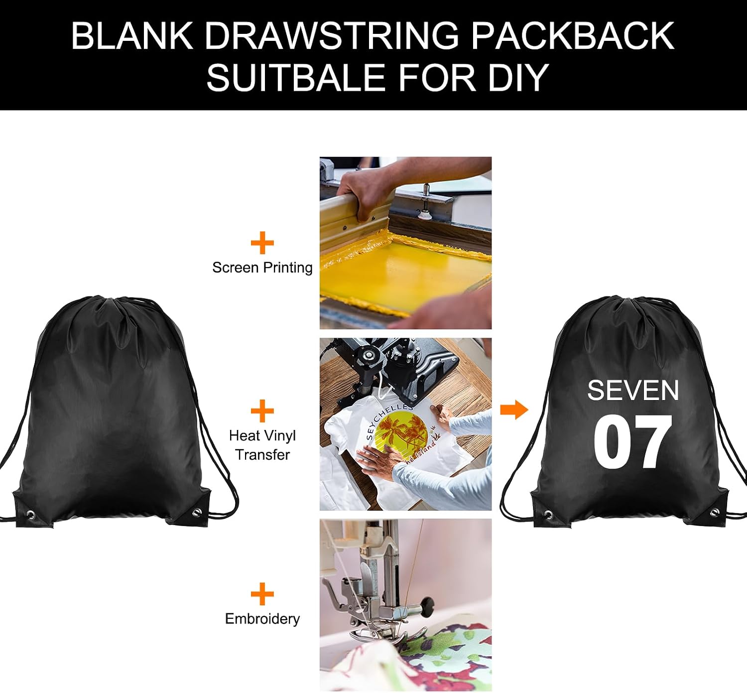 PATIKIL Drawstring Backpack Bulk 100 Pack Draw String Bags 210D Polyester Gym Cinch Sack for Women Men Gym Sport Travel Party, Black (16.5' x 13.3')