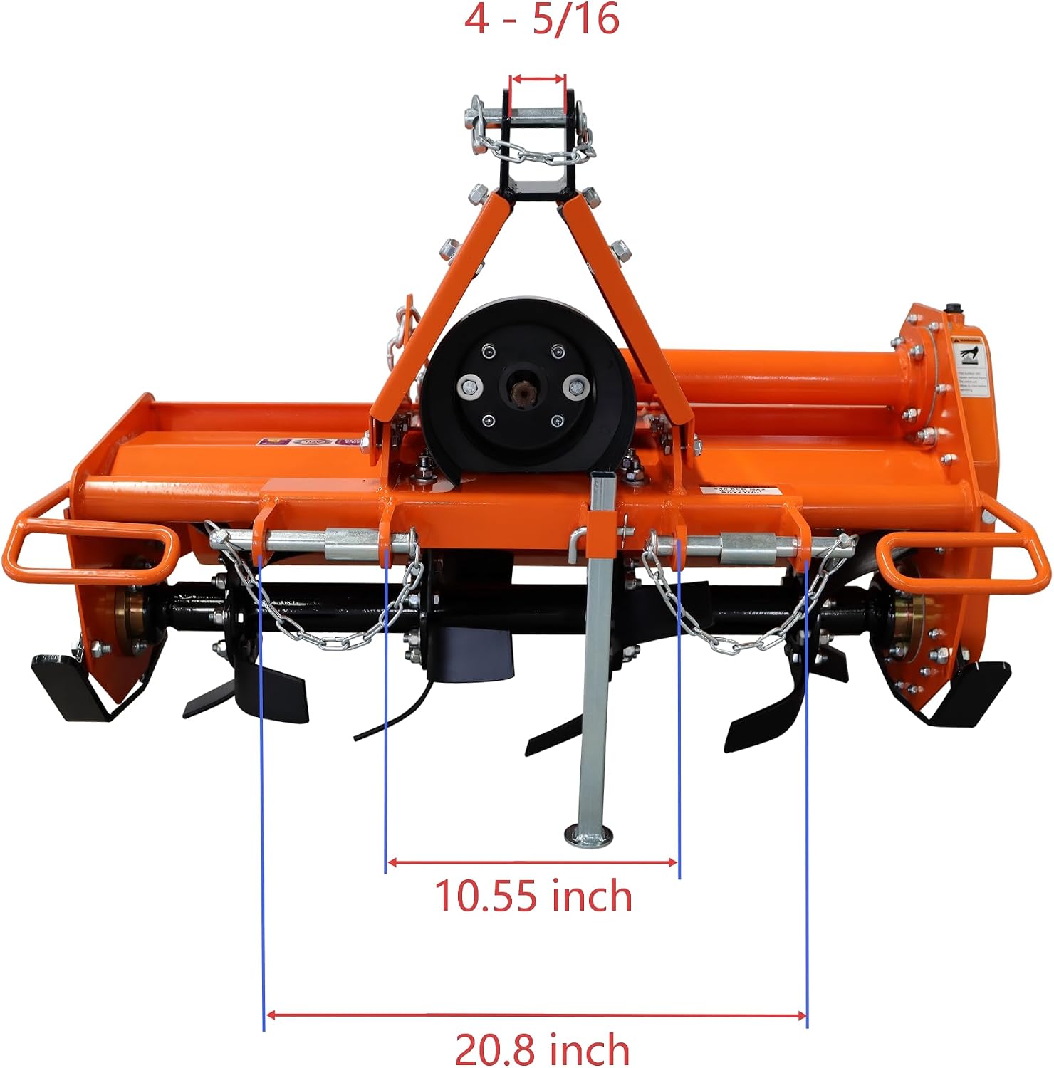 53' 3 Point Rotary Tiller for 20-30HP Compact Tractors – Cat 1 Cultivator with 540 RPM PTO Drive, 32 Replaceable L-Shaped Tines for Maximum Width Coverage (53')
