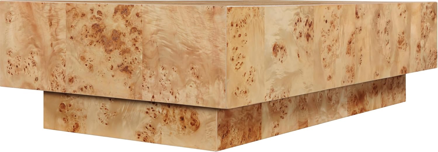 Meridian Furniture 99015Burl-CT Otto Collection Mid-Century Modern Coffee Table with Ash Burl Wood Veneer, Natural Burl Finish, 52' W x 29' D x 14' H, Natural