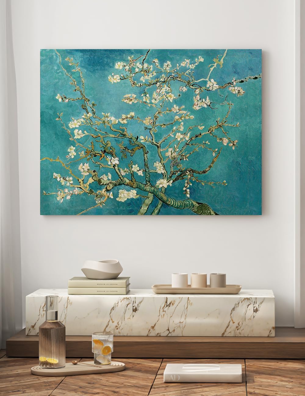 DECORARTS - Vincent Van Gogh Almond Blossom Tree Large Canvas Art Giclee Print Gallery Wrapped Wall Art For Living Room Decor 40x30, Made In USA