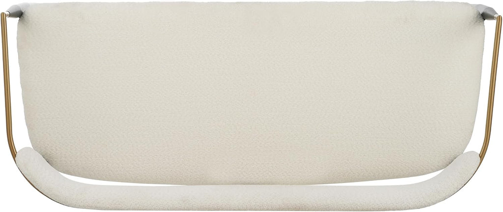Christopher Knight Home Names Modern Metal Loveseat, Living Room Boucle Fabric Upholstered Settee, Curved Open Backrest 2-Seater Sofa, Cozy Couch for Bedroom/Apartment/Home Office, Black+ Gold + Beige