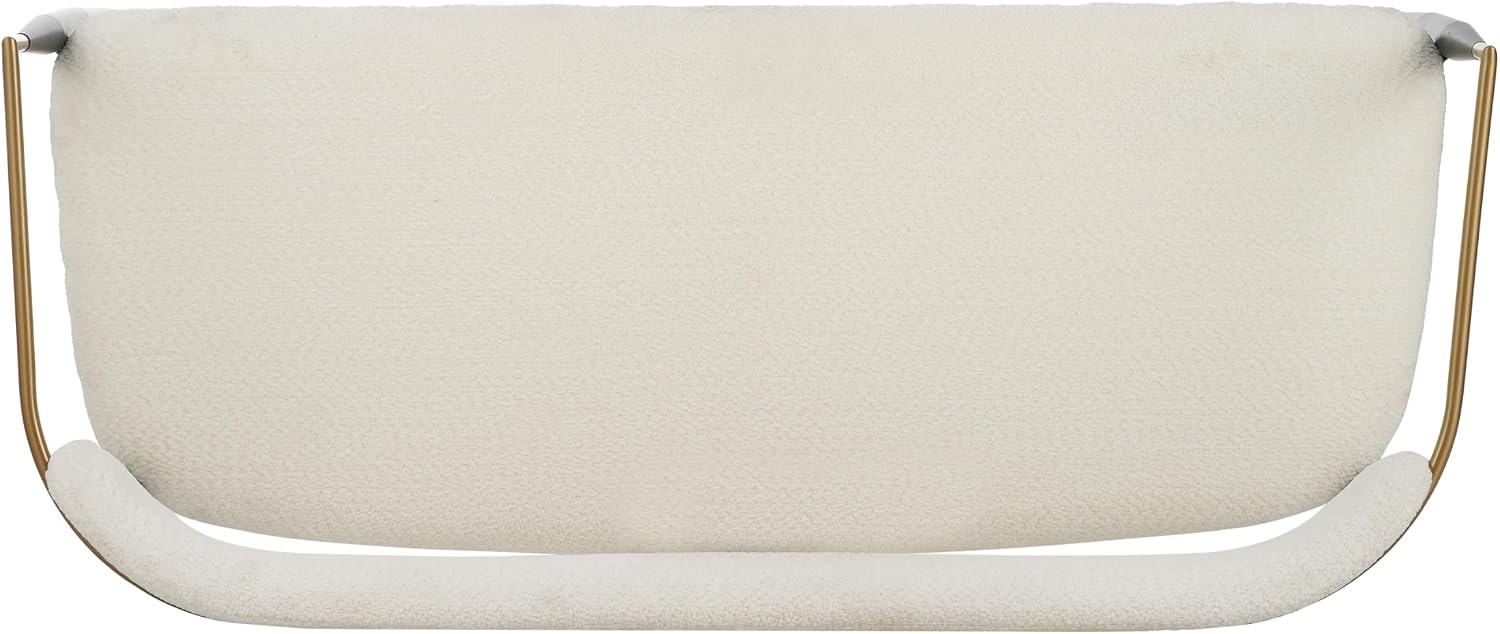 Christopher Knight Home Names Modern Metal Loveseat, Living Room Boucle Fabric Upholstered Settee, Curved Open Backrest 2-Seater Sofa, Cozy Couch for Bedroom/Apartment/Home Office, Black+ Gold + Beige