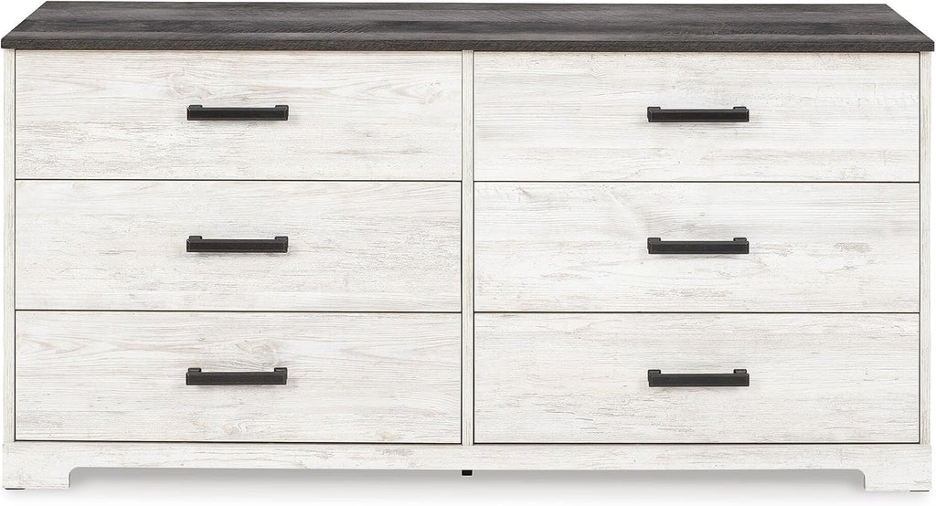 Signature Design by Ashley Shawburn 6 Drawer Dresser, Whitewash & Gray