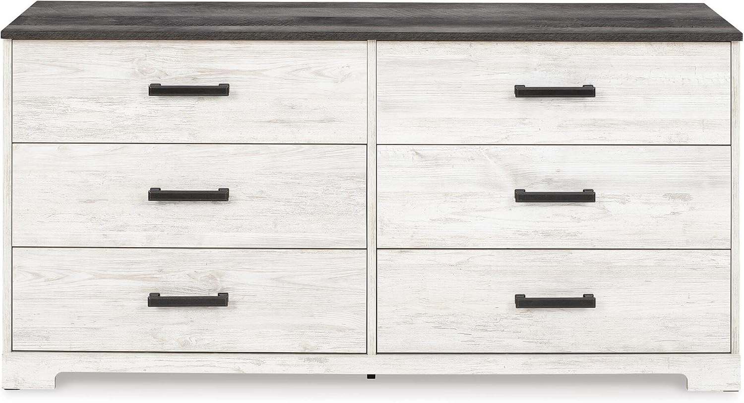 Signature Design by Ashley Shawburn 6 Drawer Dresser, Whitewash & Gray