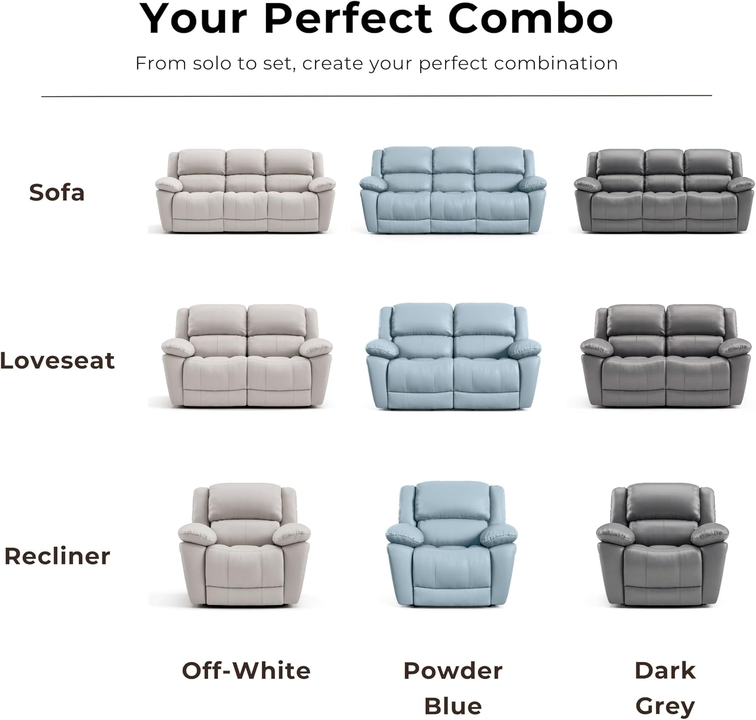 Furniture of America Sorin Modern Leather Recliner Loveseat with Pillow Armrests and High Density Foam, Reclining Sofa, Comfortable Couch for Living Room, Office, FSC Certified, Blue