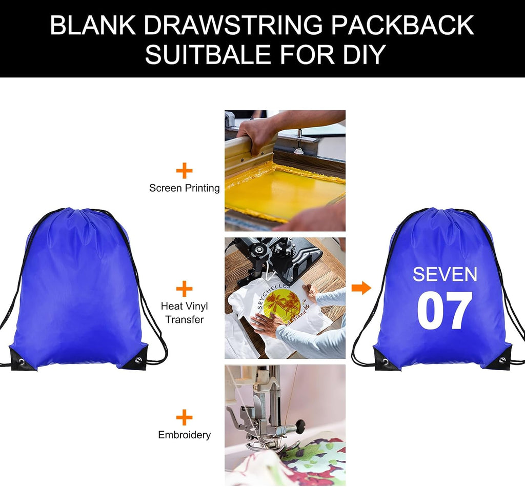 PATIKIL Drawstring Backpack Bulk 100 Pack Draw String Bags 210D Polyester Gym Cinch Sack for Women Men Gym Sport Travel Party, Blue (16.5' x 13.3')