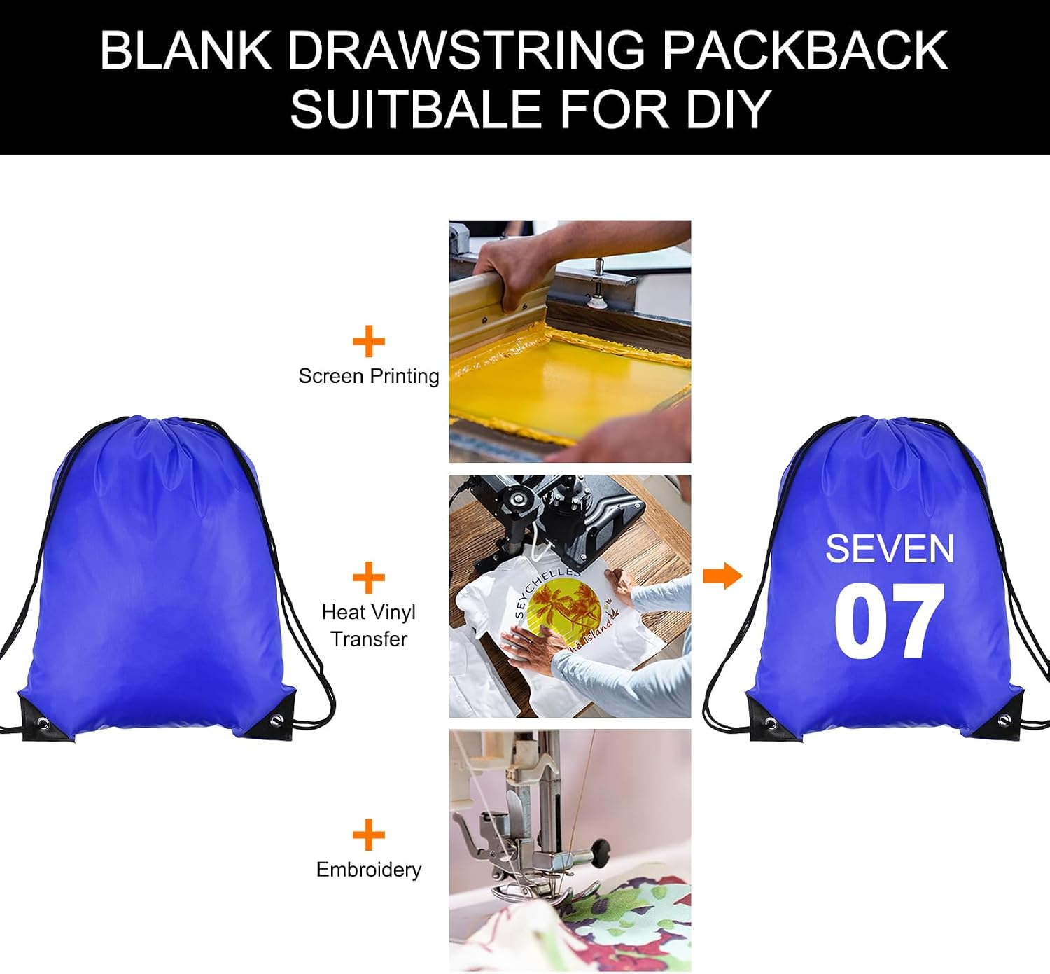 PATIKIL Drawstring Backpack Bulk 100 Pack Draw String Bags 210D Polyester Gym Cinch Sack for Women Men Gym Sport Travel Party, Blue (16.5' x 13.3')