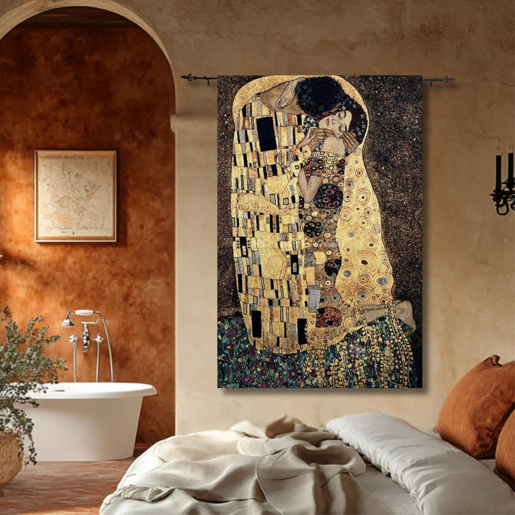 ORIMONY The Kiss by Gustav Klimt Woven Tapestry Wall Hanging, Large Vintage Medieval Tapestry for Room Aesthetic (80L x 54W)