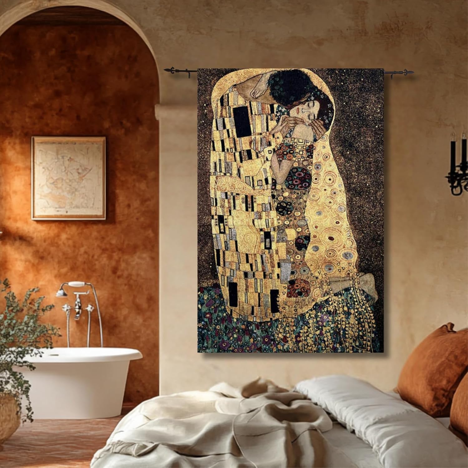ORIMONY The Kiss by Gustav Klimt Woven Tapestry Wall Hanging, Large Vintage Medieval Tapestry for Room Aesthetic (80L x 54W)