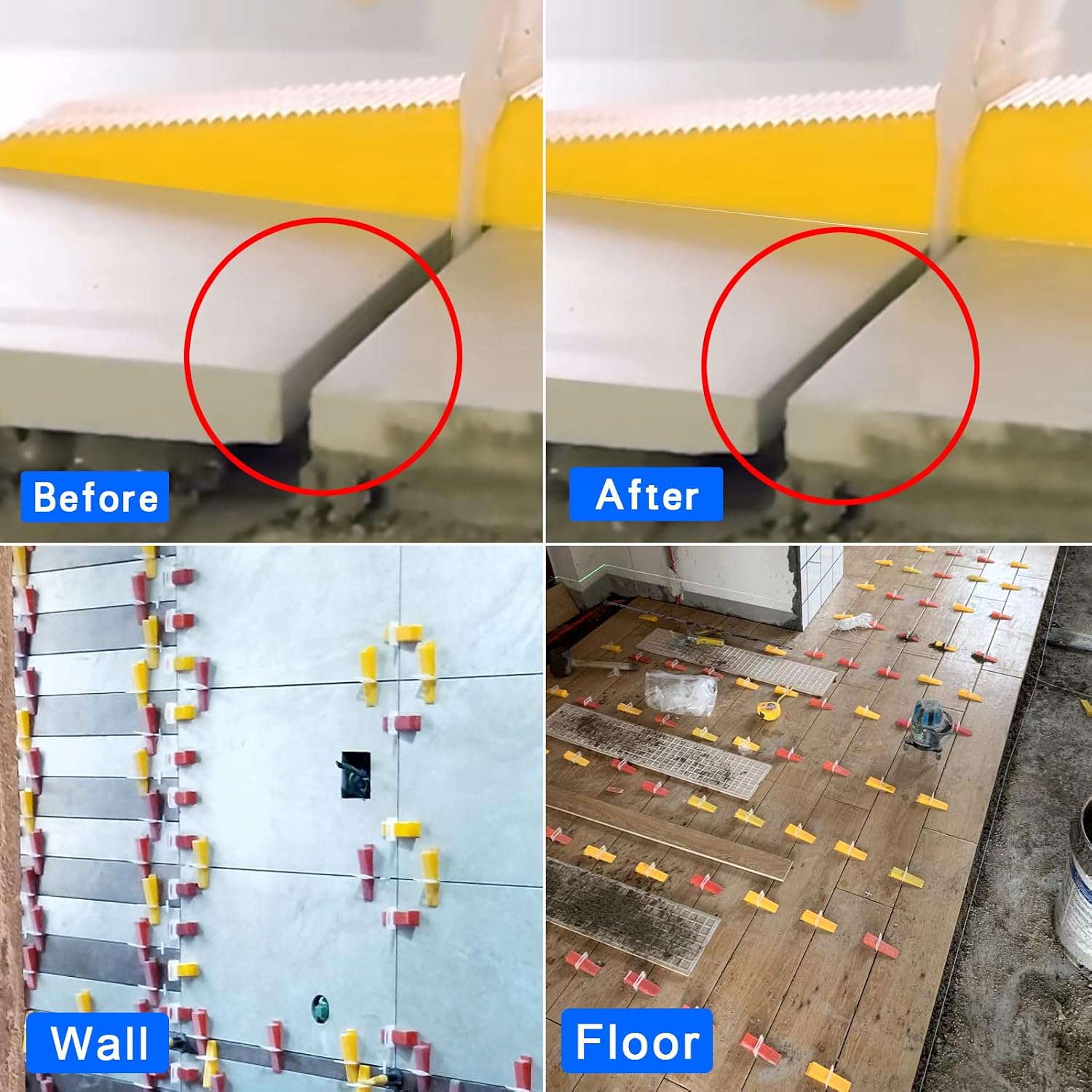 Tile Leveling System 1/8' Spacers Tile Leveler Clips 8500 Pcs and 16 oz Rubber Mallet Hammer .Tile Tools Set for Professional Ceramic and Stone Installation