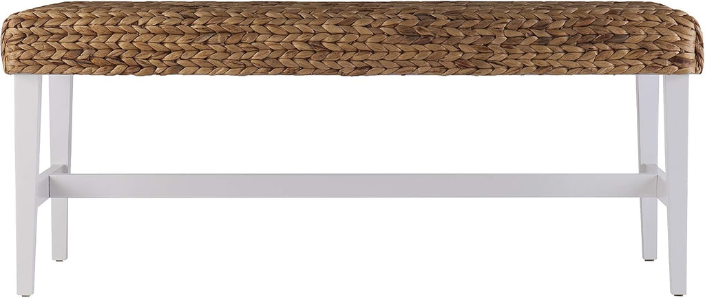 SEI Furniture Woven Coffee Table Bench, White