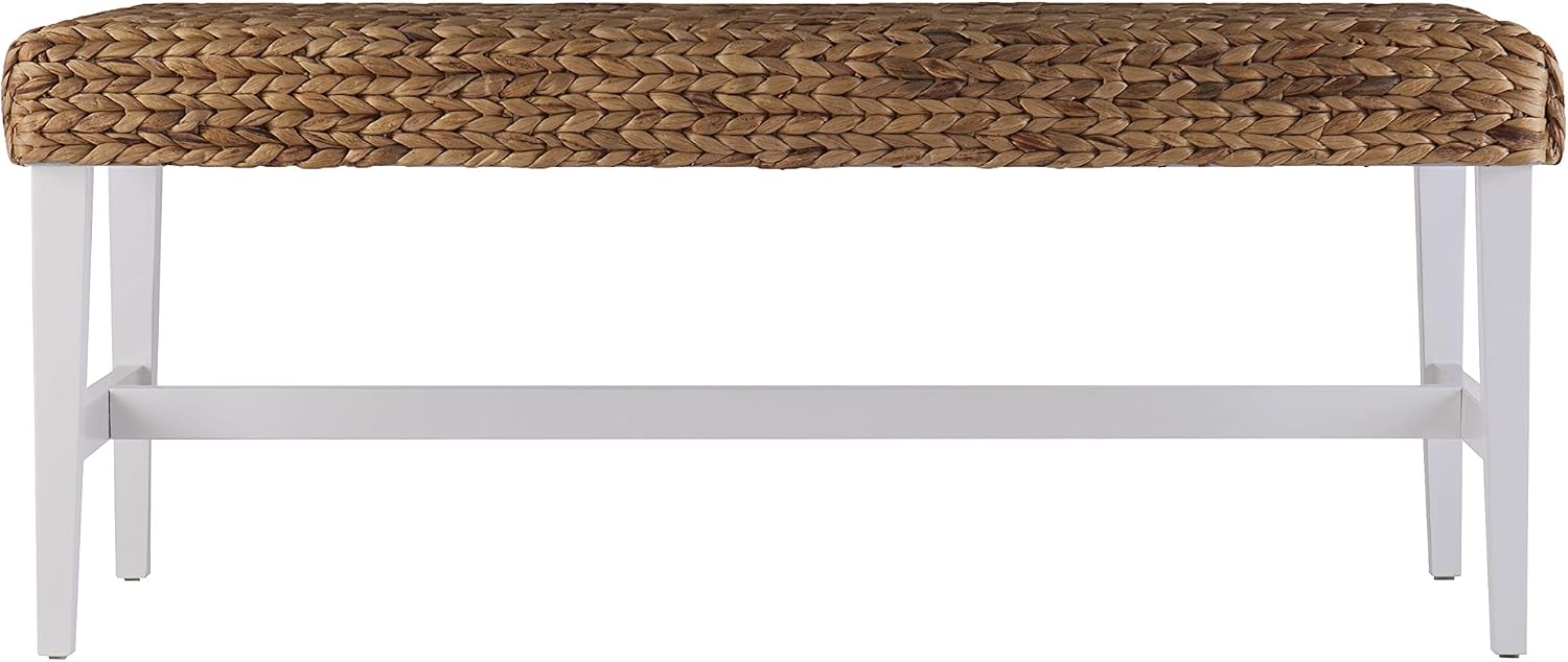 SEI Furniture Woven Coffee Table Bench, White