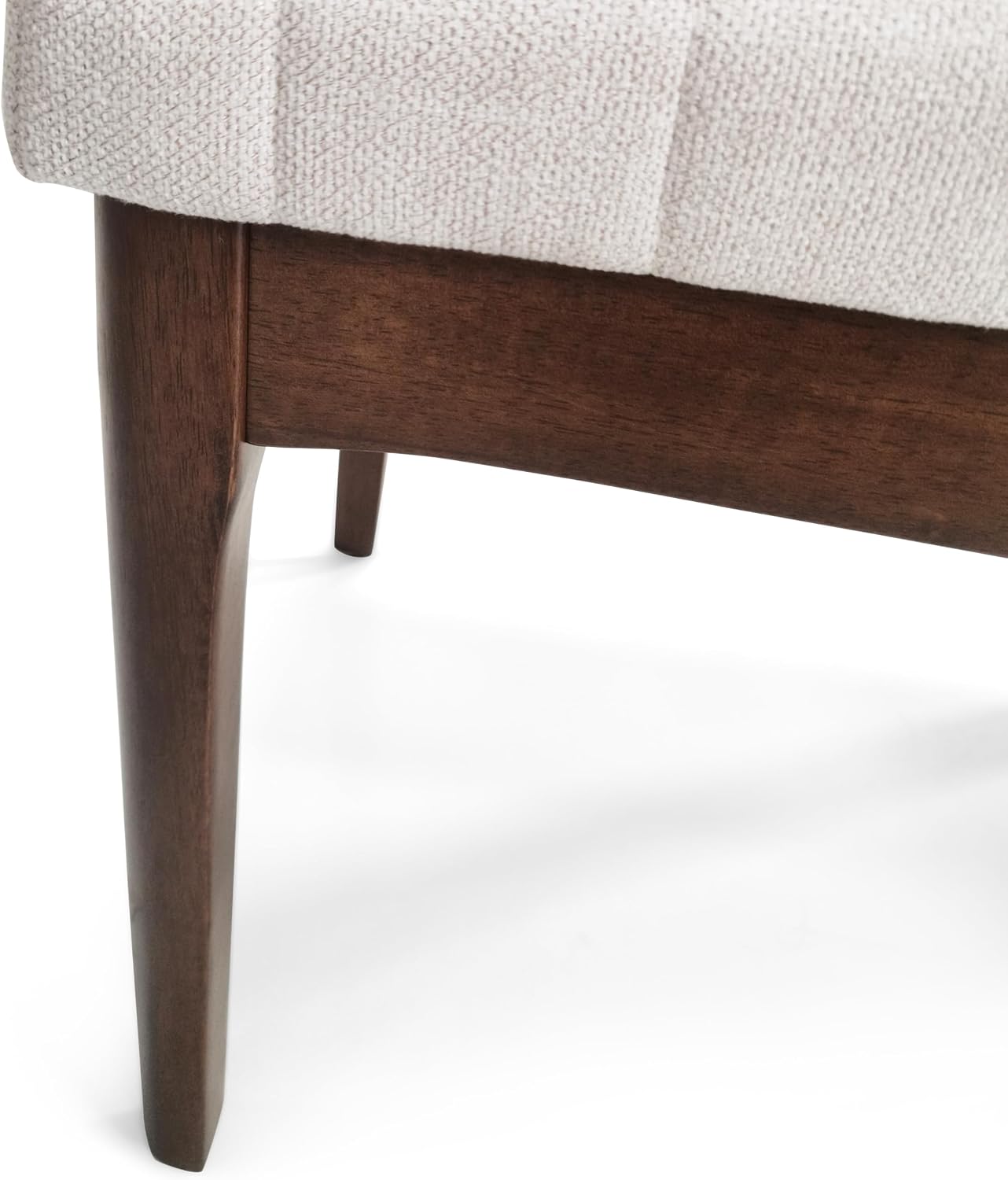 Christopher Knight Home Lancer Dining Chairs Set of 2, Wooden Kitchen Side Chair, Fabric Upholstered Accent Chair, Mid-Century Modern Armless Design with Channel Stitching, Light Beige and Walnut