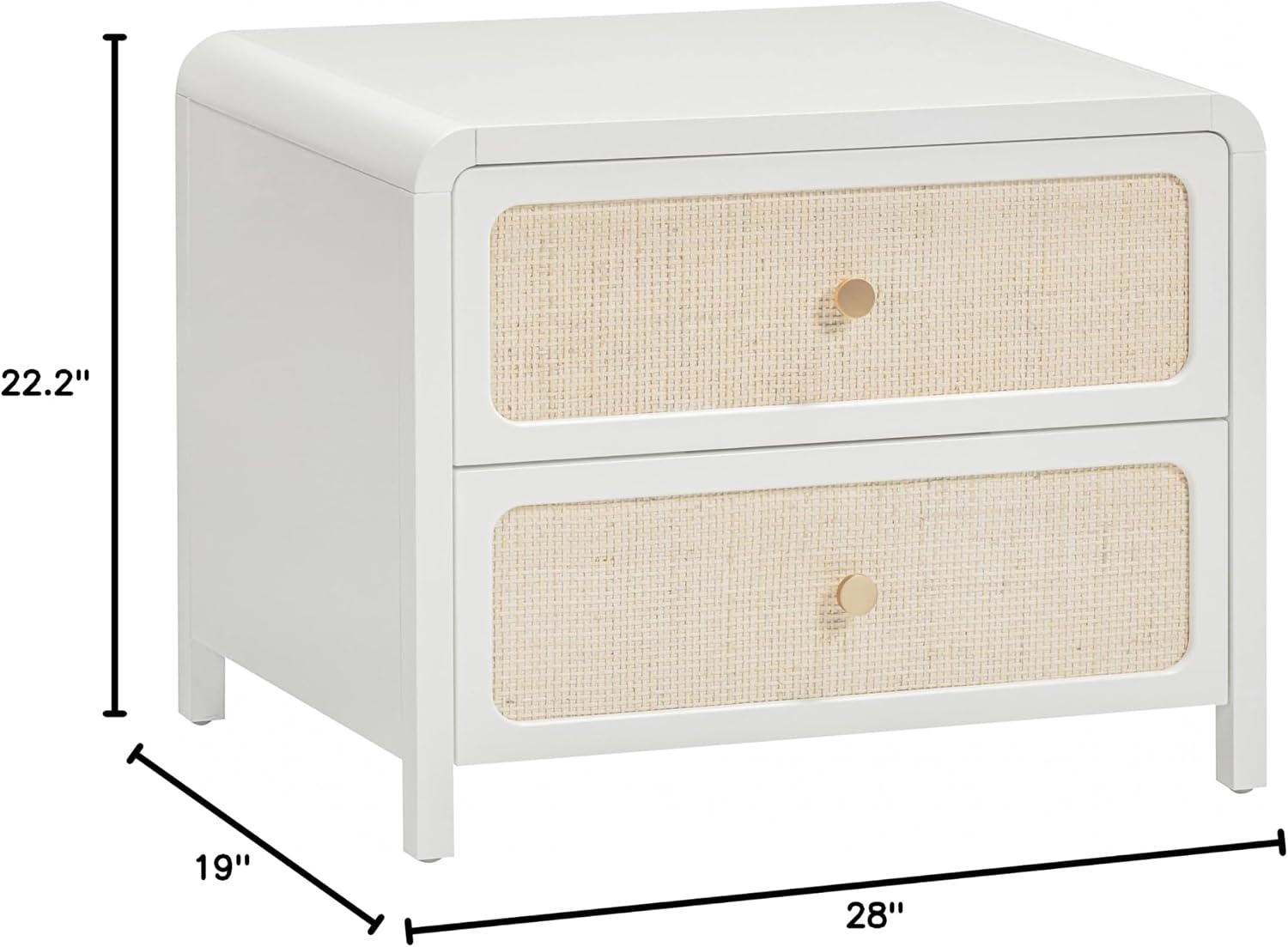 Tov Furniture Patty White Rattan 2 Drawer Nightstand