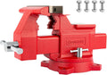 6.5' Heavy-Duty Bench Vise Ductile Iron Bench Vise 360° Swivel Bench Vice with Anvil, Red