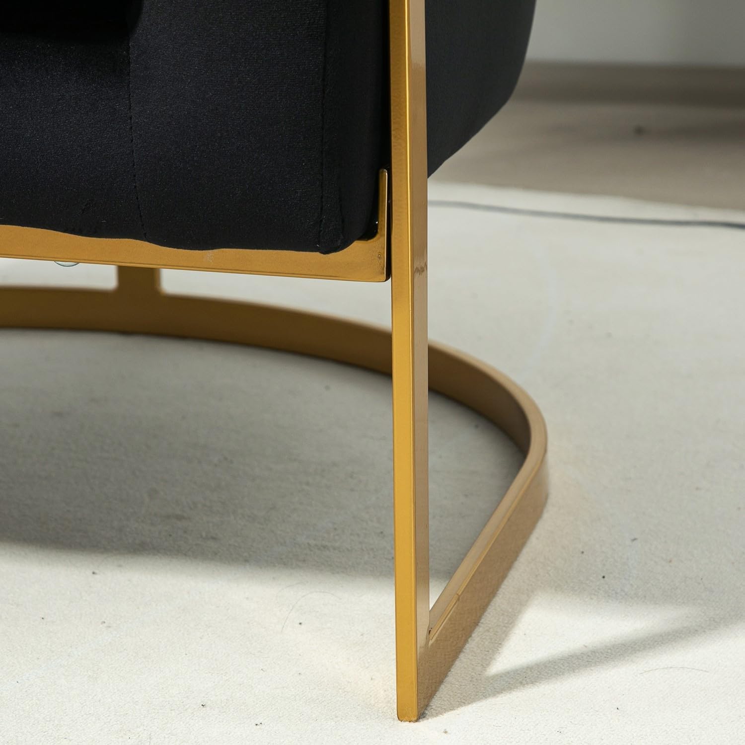 Container Furniture Direct Velvet Modern Accent Armchair - Luxury Gold Frame | Versatile Seating for Living Room, Bedroom, Office, Black