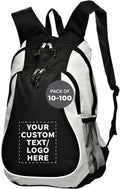 DISCOUNT PROMOS Custom Large Sports Backpacks Set of 10/50/100, Personalized Bulk Pack - Bring Everywhere You Go, Perfect for Travellers & Great for Everyday Use - Grey