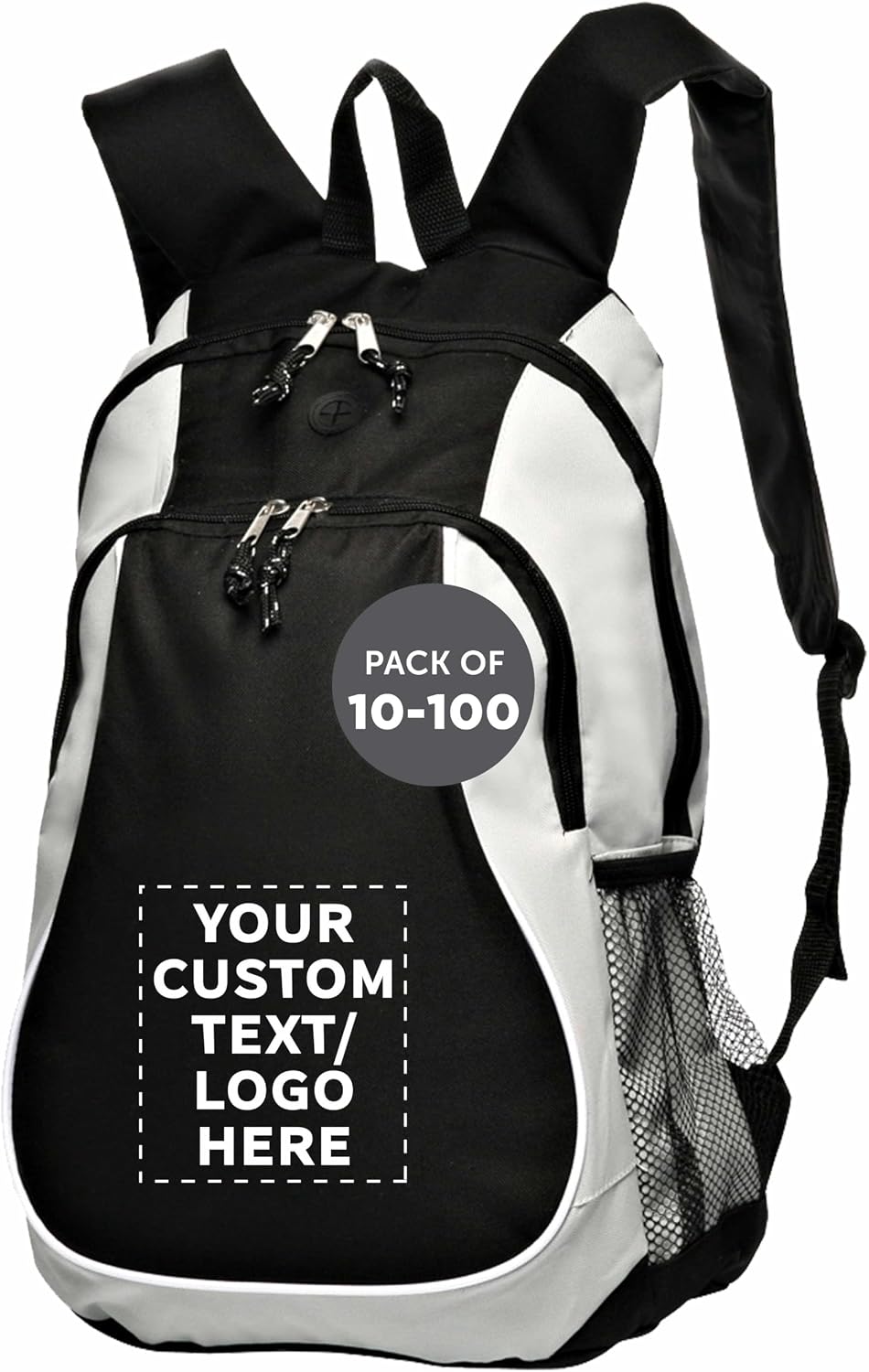 DISCOUNT PROMOS Custom Large Sports Backpacks Set of 10/50/100, Personalized Bulk Pack - Bring Everywhere You Go, Perfect for Travellers & Great for Everyday Use - Grey
