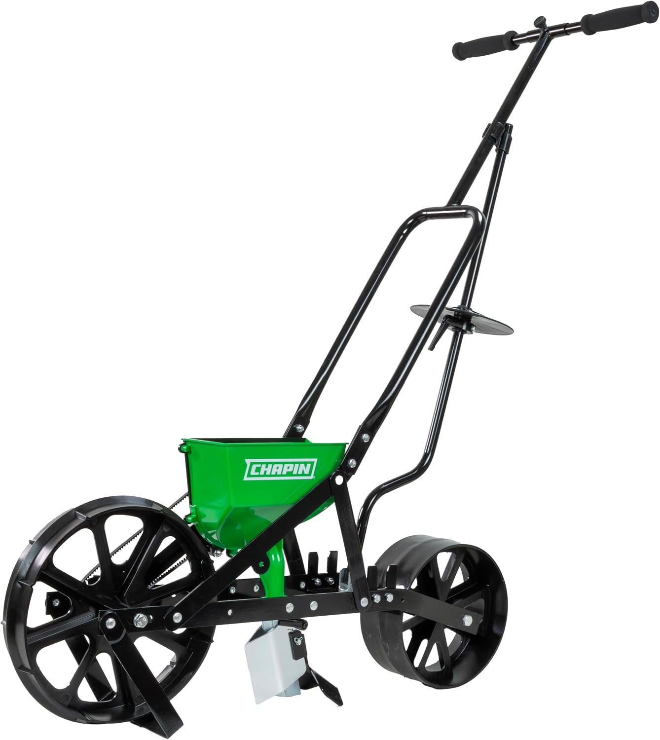 Chapin 8701G Garden Push Seeder Planter, 6 Seed Plates for up to 20 Varieties of Seeds, Zinc Plow Blade, Row Marker, Powder Coated Steel Frame, Accurate Seed Drill for Gardeners, Use in Prepared Soil