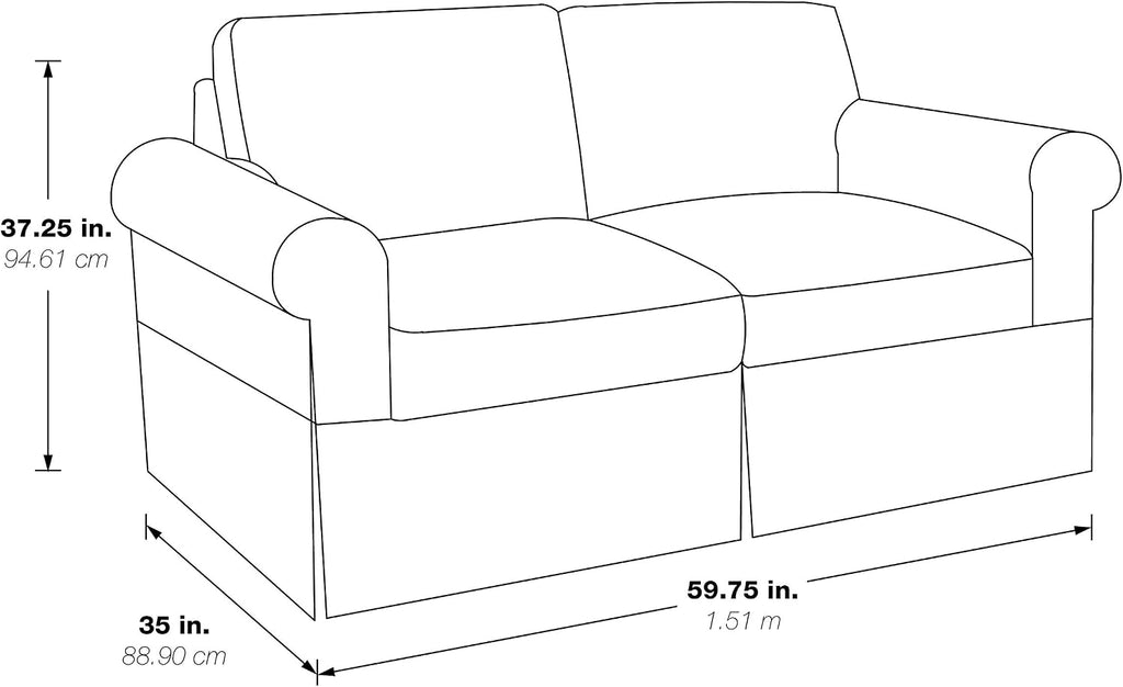 OSP Home Furnishings Ashton Rolled Arm Loveseat with Slipcover, Ivory