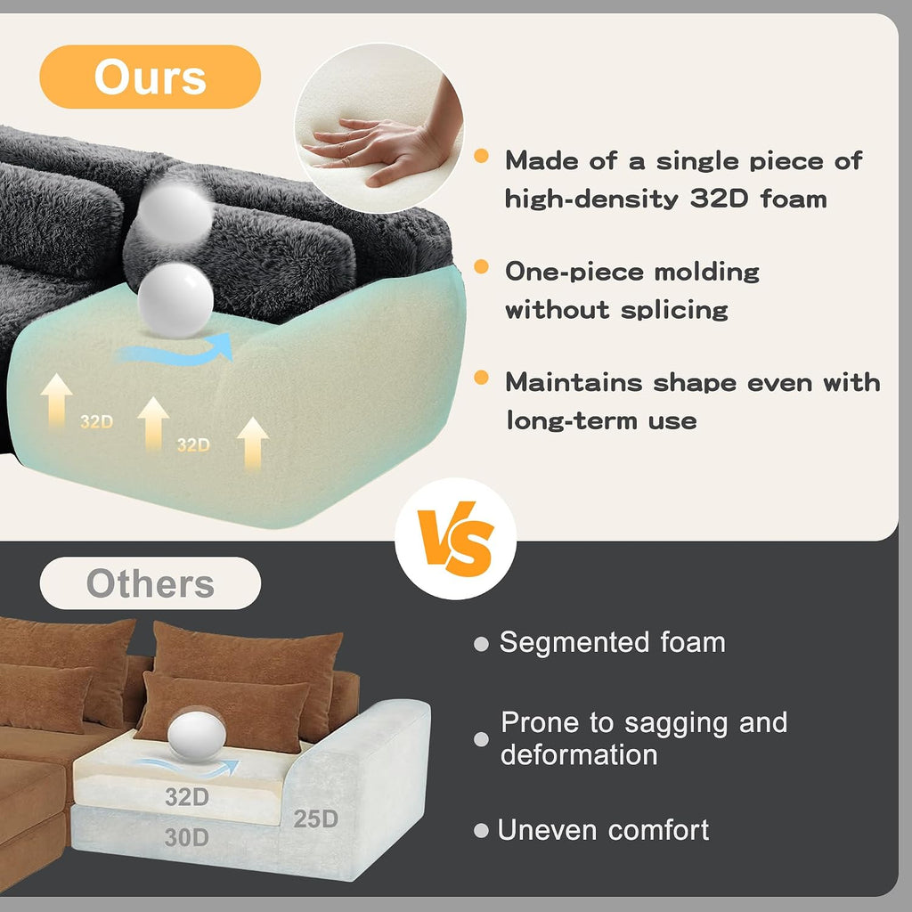 80-Inch Boneless Love Seat Couches in a Box, 2 Seat Modular Foam Cloud Sofa Floor Compressed Loveseat Couch W/Angle Armrests for Home Apartments Bedroom Living Room