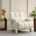 Christopher Knight Home Smyth Modern Armchair, Upholstered Accent Chair,Minimalist Lounge Chair, Cozy Seating Chair,Bedroom Chair,with Linen Fabric and a Pillow, Beige