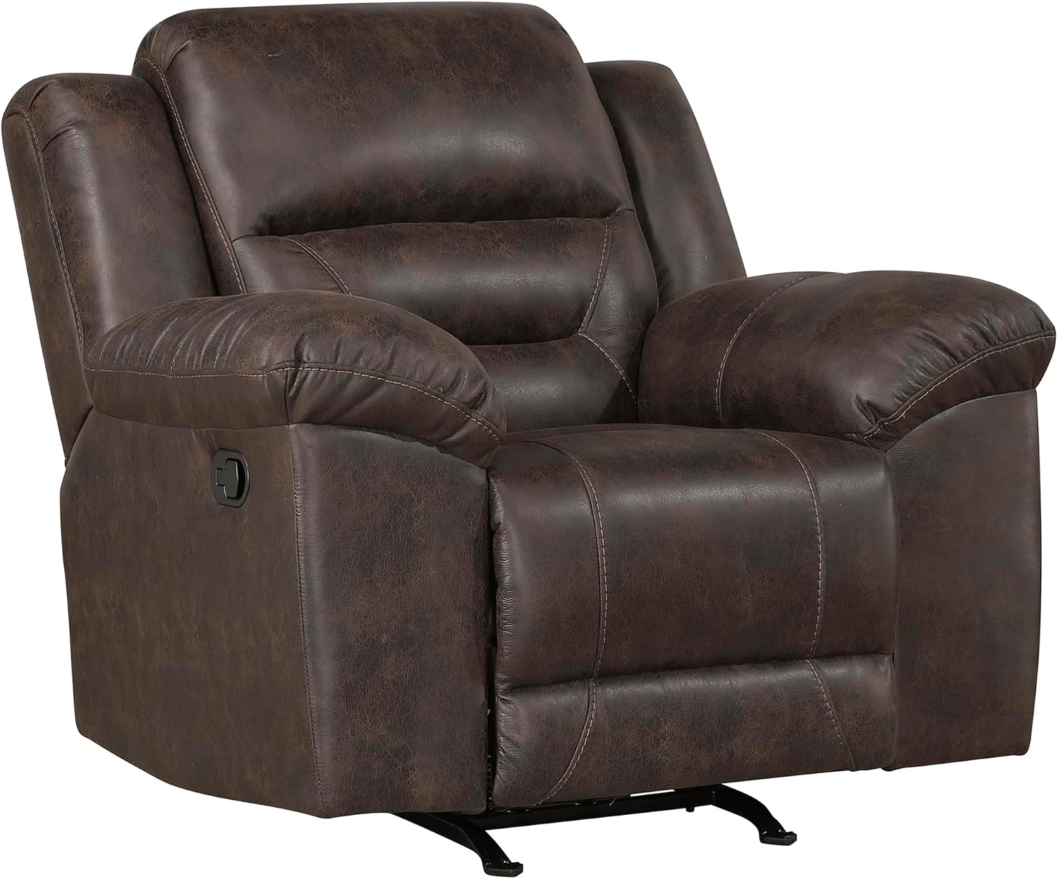 Lexicon Rocker Recliner Chair for Living Room, Wall Hugger Manual Recliner Chairs, Textured Microfiber Upholstered Rocking Reclining Chair, Home Theater Seating, Required Assembly, Dark Brown