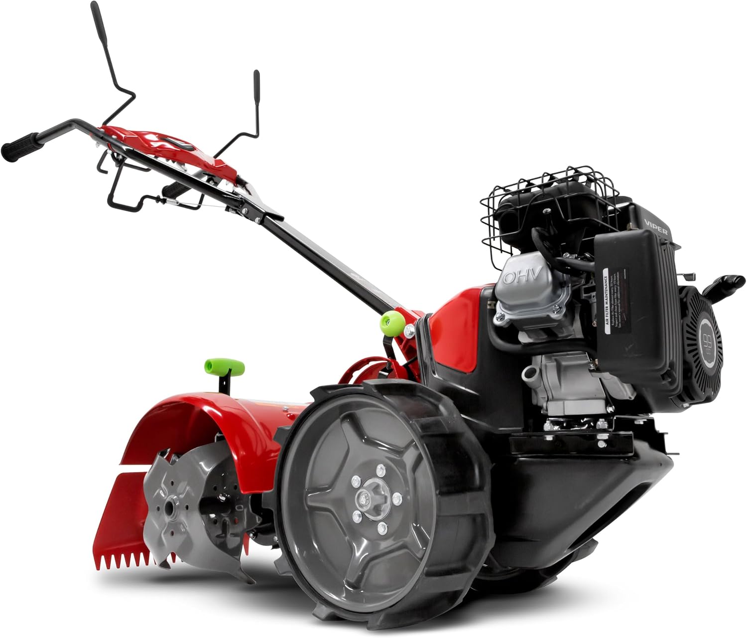 EARTHQUAKE 31285 Pioneer Dual Direction Rear Tine Tiller with Instant Reverse, Airless Wheels, 17' Width, 11' Tilling Depth, 99cc 4-Cycle Viper Engine, Black/Red