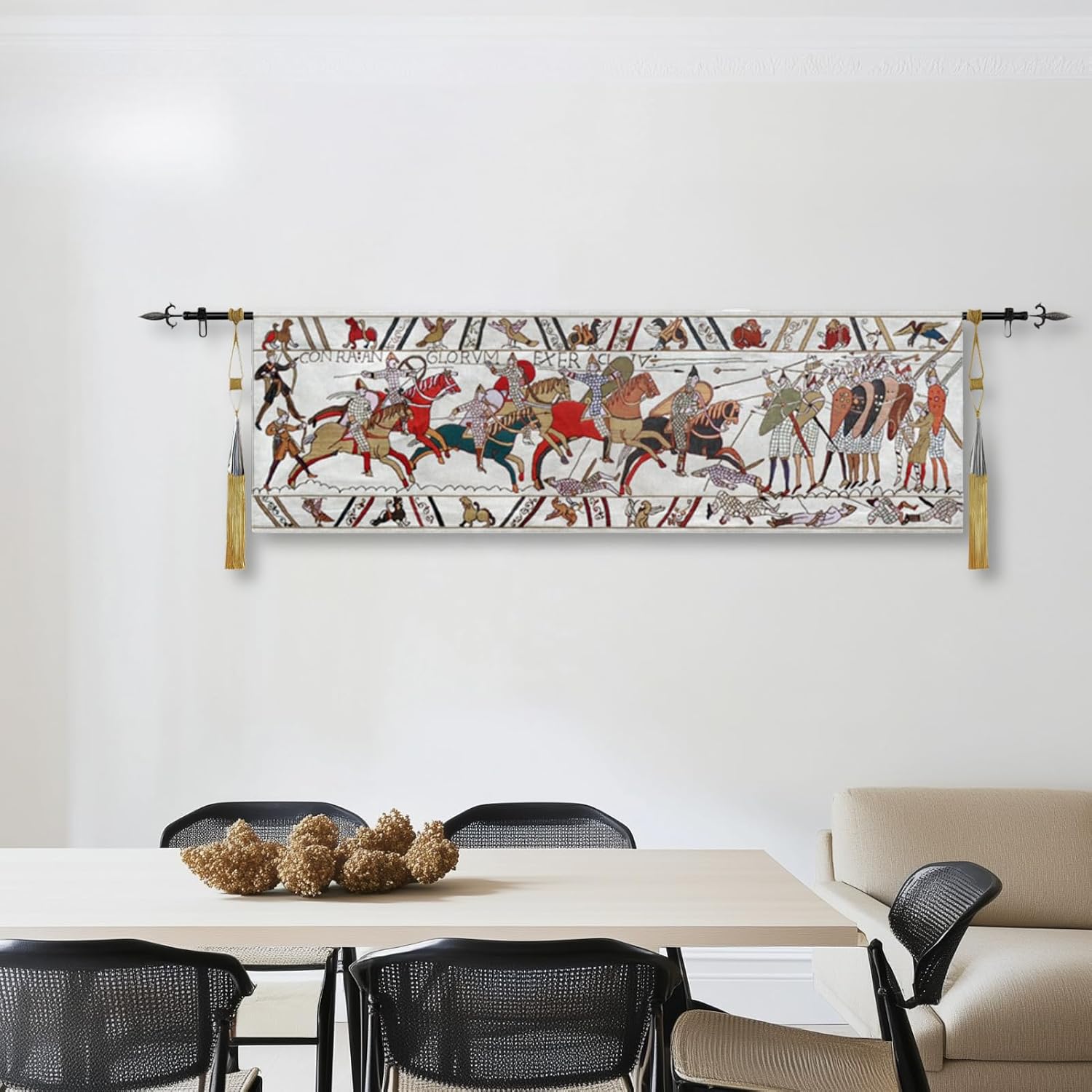 ORIMONY Bayeux Woven Tapestry Reproduction, Norman Conquest Vintage Medieval Tapestry Wall Hanging for Room Decor (01-18L x57W)