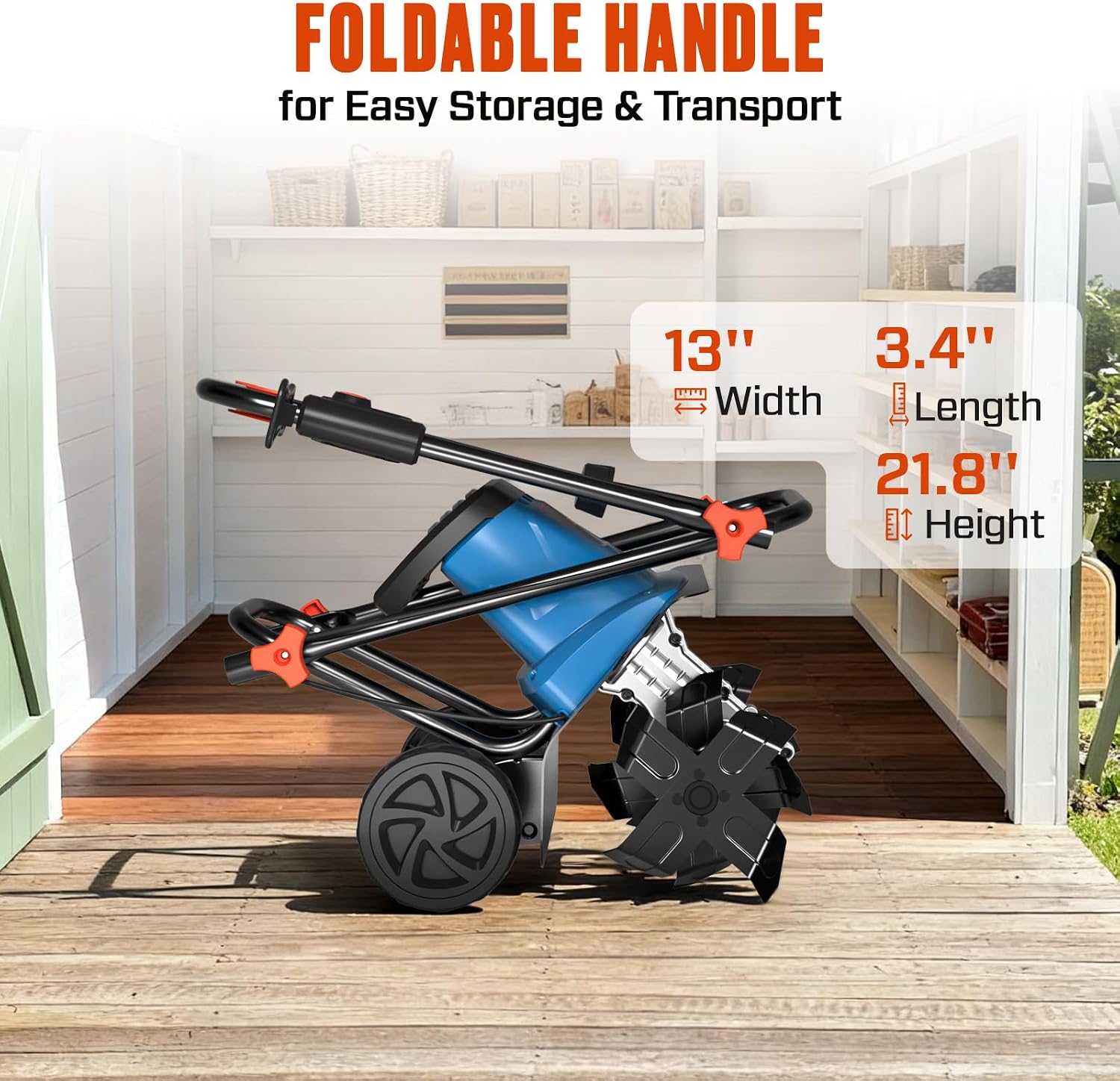 SENIX Electric Corded Garden Tiller & Cultivator, Steel Tines, 8 Amp, 12″ Till Width,8″ Till Width 3-Position Wheel Adjustment-Heavy Duty Gardening Machine Equipment for Lawn, Yard, & Grass