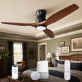 Smart 52' Wood Flush Mount Ceiling Fan with Remote Control, Walnut | Quiet DC Motor, WiFi Alexa Voice Control, High CFM Dimmable LED, Low Profile, Reversible, 6 Speeds Adjustment, Time Setting