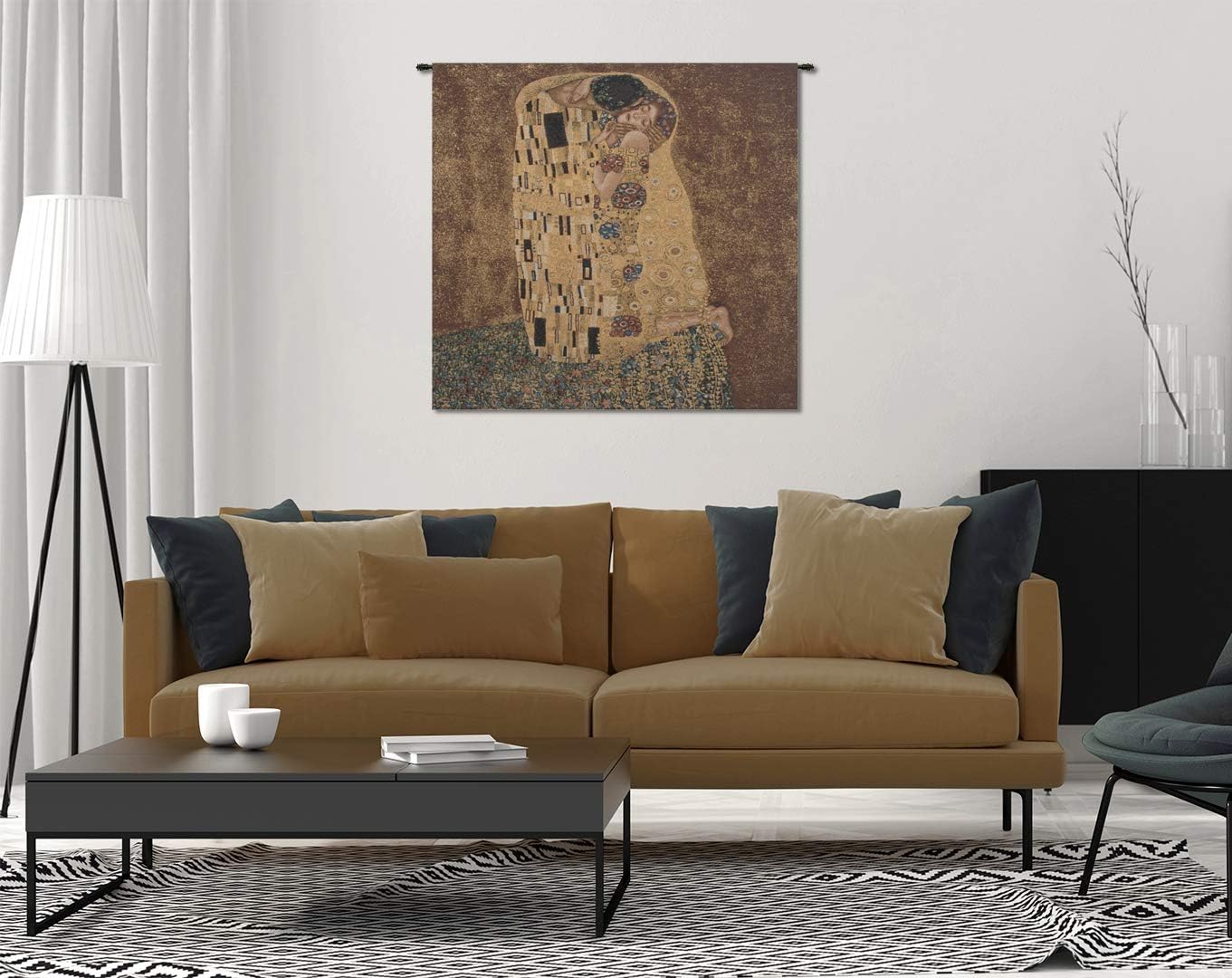 C Charlotte Home Furnishings Inc Kissed European Tapestry Wall Hanging | Viscose Cotton and Polyester Blend Wall Art | 28 in. x 28 in | Home Decor Accents | By Gustav Klimt
