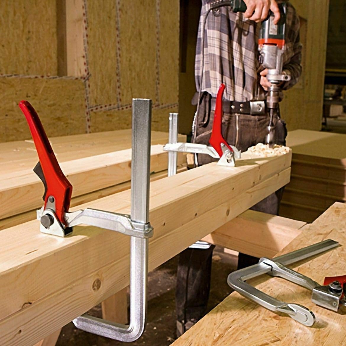 BESSEY Rapid Action Lever Clamp - 12-Inch -LC12 - Fast Action, Heavy Duty Clamps for Welding and Woodworking. Vibration resistant - Professional Grade for DIY and Home Improvement